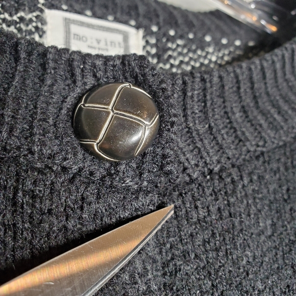 Mo:vint Black Cloud Sweater Cardigan Womens Medium *Flaw* Witchy Goth Whimsigoth - Picture 11 of 12